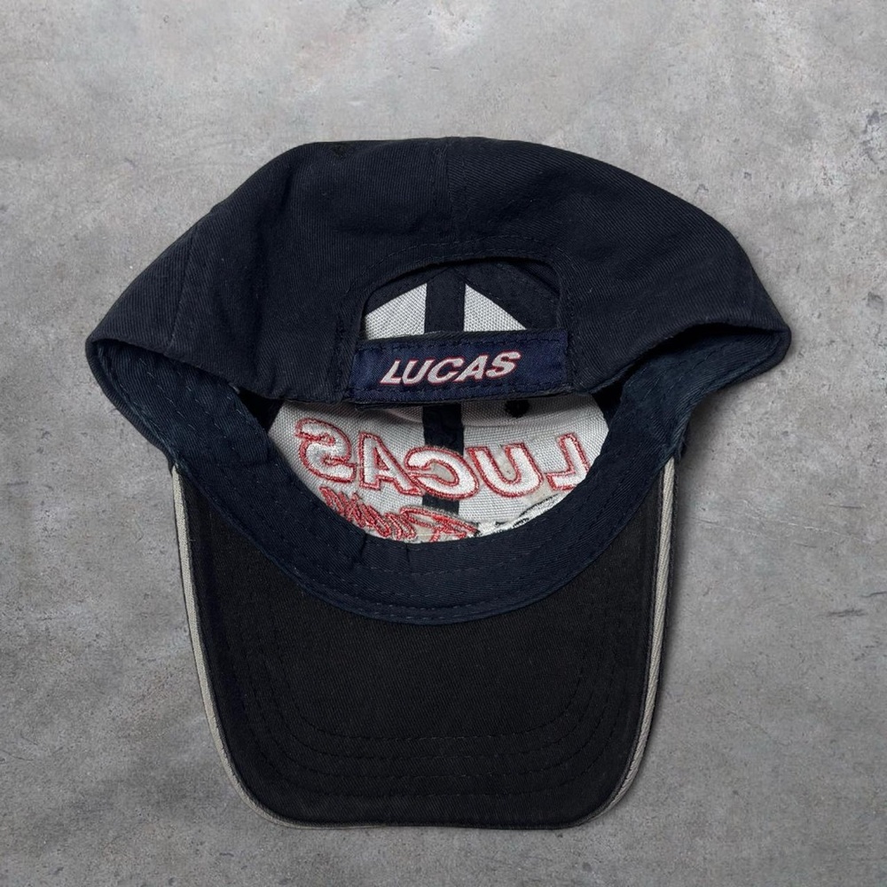 Vintage Lucas Racing Navy Blue Black Baseball Cap - Picture 2 of 3